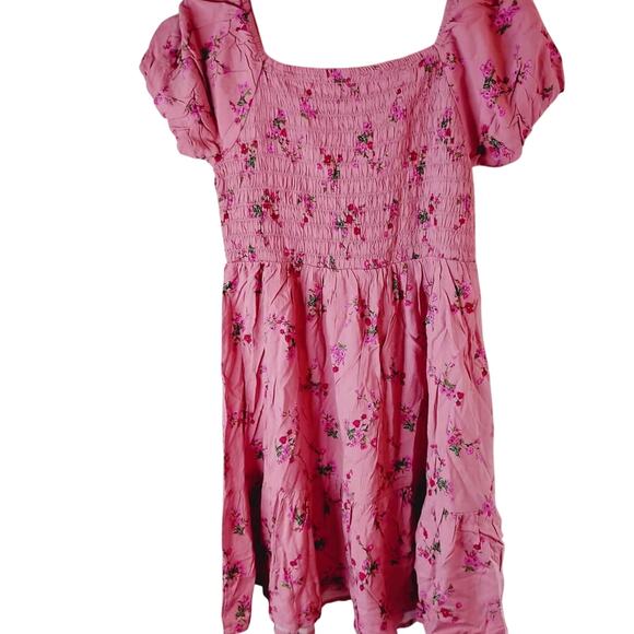 NWT Children's Place Girls XXL Size 16 Dress Pink Red Floral Smocked Babydoll - Picture 4 of 7